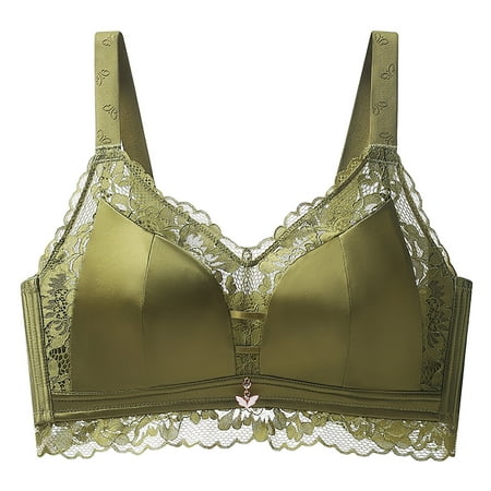 Yyeselk Womens Push Up Lace Bras Plus Size No Underwire Comfort Bra Seamless Wireless Lift Up Full Coverage Bra Anti Sagging Everyday Bras Green XXXXL