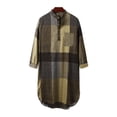 thumbnail image 3 of Men's Vintage Plaid Print Kaftan Robe Long Sleeve Lapel Loose Midi Shirt, 3 of 4