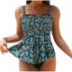 thumbnail image 2 of Trajes de baño Amzcrzy Tankini para mujer, bikini de , moda para mujer, estampado con cojín en el pecho y sin soporte de acero, bikini sin espalda con tirantes, traje de baño verde, M, 2 of 6