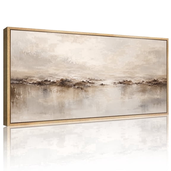 CHDITB Textured Boho Wall Art Abstract Neutral Framed Minimalist Canvas For Living Room Bedroom Office 20x40 Inch