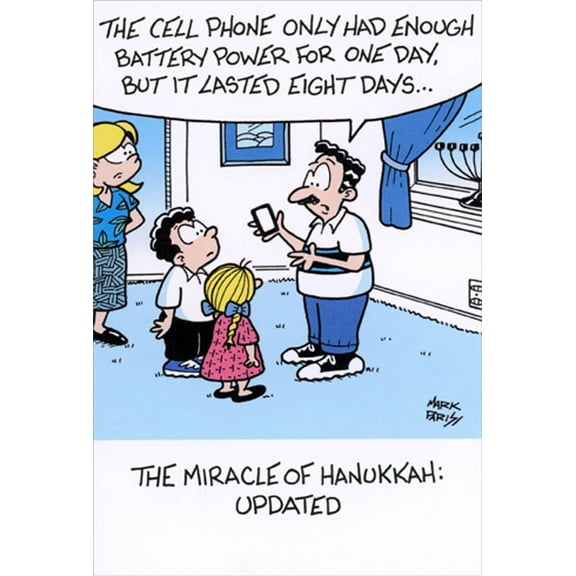 Recycled Paper Greetings Hanukkah Miracle : 8 Day Cell Phone Battery Humorous / Funny Hanukkah Card