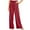 Wine, variant on AOOCHASLIY Women 2023 Pants Women Casual Solid Cotton Linen Drawstring Elastic Waist Long Wide Leg Pants