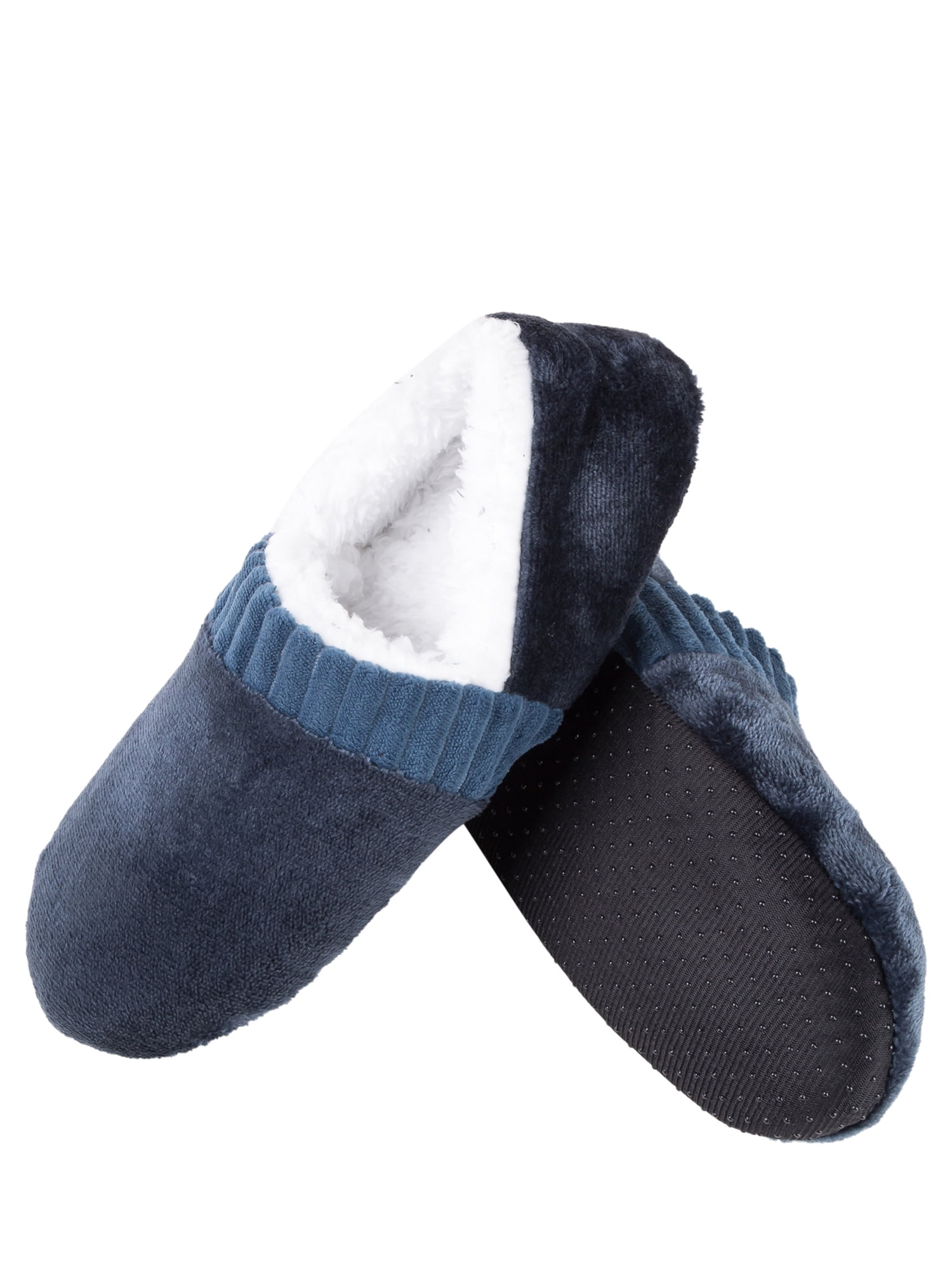 Zodanni Mens Slipper Socks With Grippers Soft Sole- Fuzzy Sherpa Lining ...