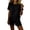 Black, variant on Two Piece Linen Sets for Women, Solid Color Short Sleeve Crew Neck Tops and Button Waist Shorts with Pockets Lightweight Breathable Summer Outdoor Vacation&Casual Set