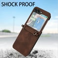 thumbnail image 5 of Allytechgroup Slim Case for Samsung Galaxy Z Flip5, Crossbody Shoulder Strap Anti-Scratch Shockproof Bumper Retro Case Cover for Girls Women, Brown, 5 of 11