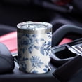 thumbnail image 4 of 30oz Blue Pioneer Flower and Bird Tumblers Stainless Steel Tumbler with Lid and Straw,Vacuum Insulated Double Wall Travel Tumbler Cups Mug with Cleaning Brush for Coffee,Tea, 4 of 7