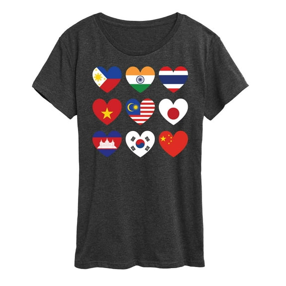 Instant Message - AAPI Heart Flags  - Women's Short Sleeve Graphic T-Shirt