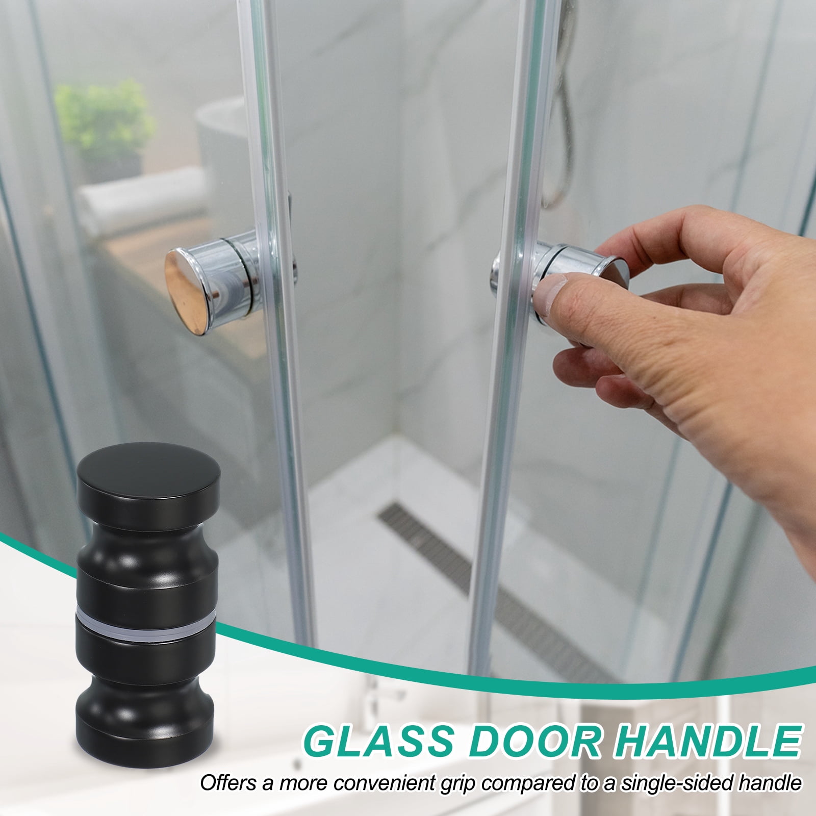 Uxcell Glass Shower Door Handle, Stainless Steel Back-to-Back Shower Door Knob for Bathroom and Sliding Doors Black