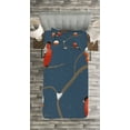 thumbnail image 3 of Ambesonne Rowan Quilted Bedspread Set 2 Pcs, Snowy Tree Branches Birds, Twin Size, Dark Blue Orange Red, 3 of 3