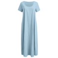 thumbnail image 6 of Casual Summer Dress for Everyday Wear Lightweight Loose Fit Short Sleeves Solid Color Style Women’s Casual Tennis Dress Female Everyday Attire Blue M, 6 of 6