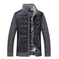 thumbnail image 3 of IYTR Mens Winter Jacket Plus Velvet Padded Warm Knit Coats with Pocket Long Sleeve Jacket Zipper Stand-up Collar Patchwork Gray XXL, 3 of 6