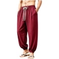 thumbnail image 6 of TKKCS Mens Casual Ribbed Jogger Pants- Stretch Regular Fit Elastic Waist Drawstring Cuffed Daily Wear Sweatpants with Pockets Wine Size XL, 6 of 8