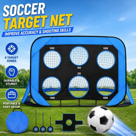 Samovi Portable Soccer Goal for Kids, Foldable Soccer Goal Set, Sturdy, Easy Assembly, for Outdoor Sports, Backyard, Beach, Park, Lawn, 4x2.6 ft