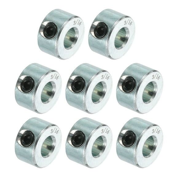 8pcs Set Screw Collars 3/16" Bore Carbon Steel Shaft Collars, 7/16" OD, 1/4" Width Lock Axle Collar Clamp