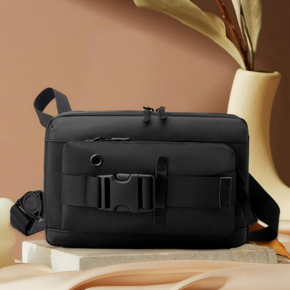 Bolso de pecho para hombre, bolso cruzado, correa ajustable portátil, cierre de cremallera, bolso de hombro, riñonera para entrenamiento, viaje, , negro Fernando Bolsa de pecho