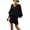 Black, variant on Casual 2 Piece Travel Linen Set Womens Oversized V Neck Batwing Sleeve Blouse Tops with Drawstring Waist Shorts Beach Vacation Outfits Dark Blue XL