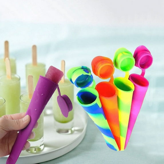 Visland 2Pcs Popsicles Mold Food Grade with Lid Silicone DIY Craft Safe Ice Lolly Mold Kitchen Supplies