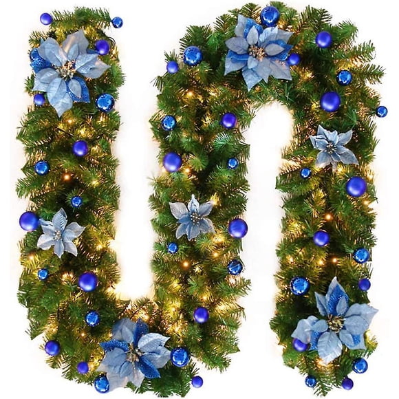 Christmas Decoration Garland, Rattan Garland, Crown Christmas Decoration, Bright Christmas Garland, Artificial Christmas Garland, Fir Garland (blue)