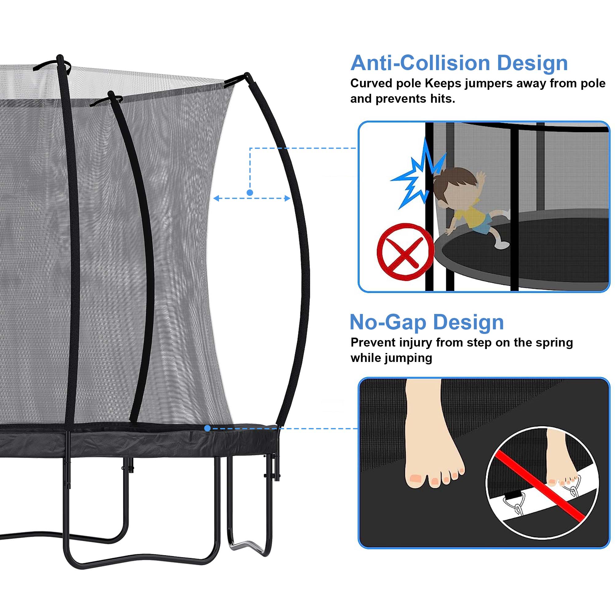 Aukfa Recreational Trampoline with Slide for Kids Adults, 12FT 14FT 16FT Tranpoline with Enclosure Safety Net, Ladder for Backyard