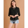 thumbnail image 3 of Blusa de trabajo Allegra K Semitransparente con corbata de Cuello Manga 3/4 Negro L, 3 of 6