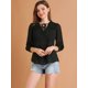 thumbnail image 3 of Blusa de trabajo Allegra K Semitransparente con corbata de Cuello Manga 3/4 Negro L, 3 of 6