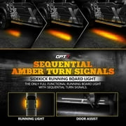 OPT7 Sidekick 86 Running Board Lights 2PCS LED Strips w/Sequential Amber Turn Signal, DRL, White Courtesy Light for Extended Crew Cab Trucks Pickup Trailer