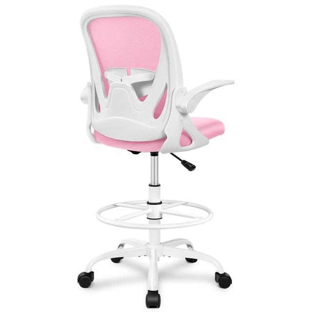 Silla de diseño Primy Tall para oficina con reposabrazos, color rosa