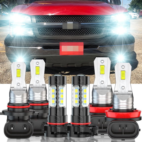 9005 H11 LED Headlights 9005/H10 High Beam H11/H8/H9 Low Beam + H16/5202 Fog Bulbs Kit Pack of 6