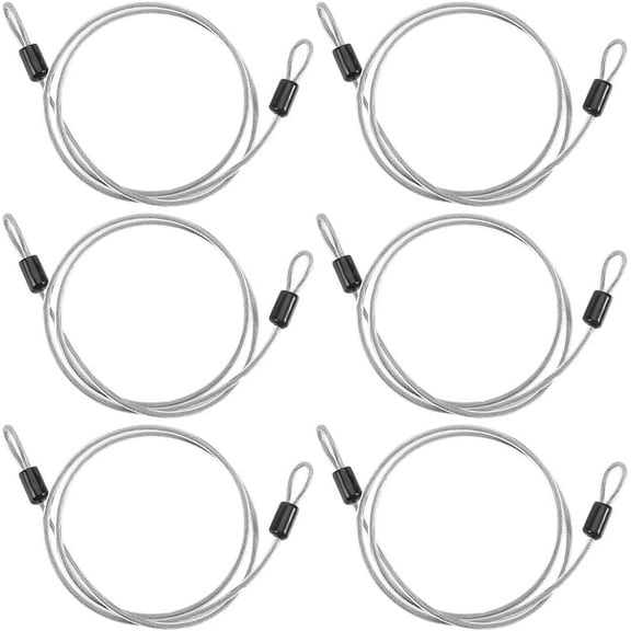 6PCS 39.4 Inch Security Steel Cable 4mm Safety Cable Lock Stainless Steel Wire Clear Coated Luggage Lock Wire Rope with Double Loops Bicycle Locking Rope
