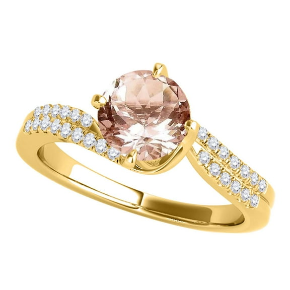 Mauli Jewels Rings for Women 1.05 Carat Interwined Design Diamond And Moragnite Ring 4-prong 14k Yellow Gold