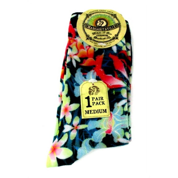 Margartitaville Graphic Print Crew Socks Flowers