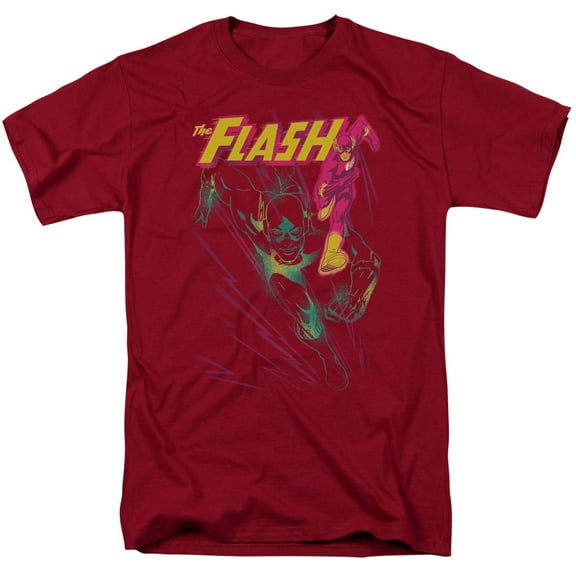 JLA Justice League Flash Spray S/S Adult 18/1 T-Shirt Cardinal