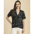 thumbnail image 2 of Moomaya Short Sleeves Notch Collar Rayon Shirt - Women's Trendy Printed Shirt, 2 of 9