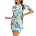 thumbnail image 1 of Forget Me Not Pattern In Green Background Sweetheart Knot Flared Dress Fashion Design Large Size Loose Dress Forget Me Not, 1 of 5