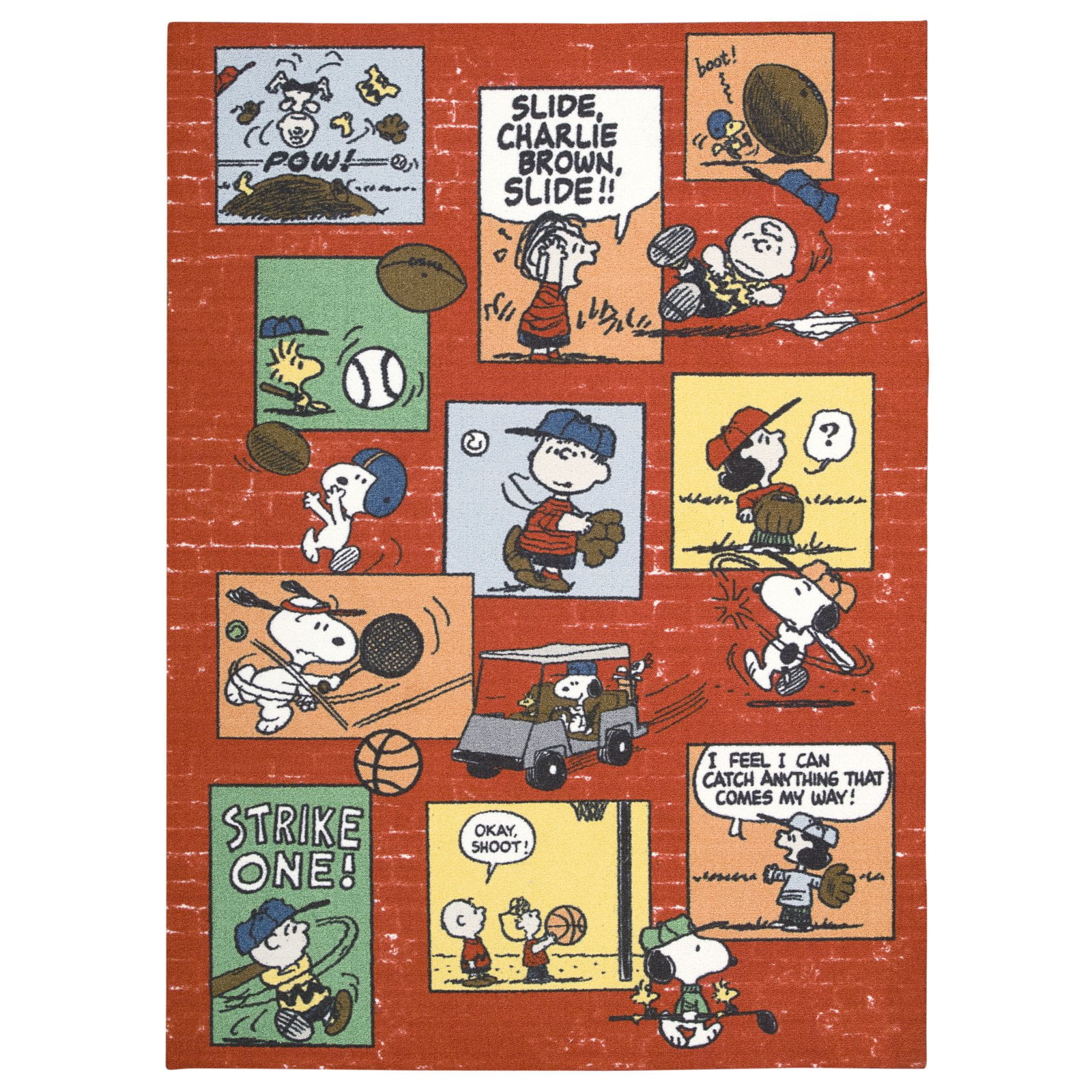 Peanuts Sports 5' x 7' Area Rug by Nourison, Red