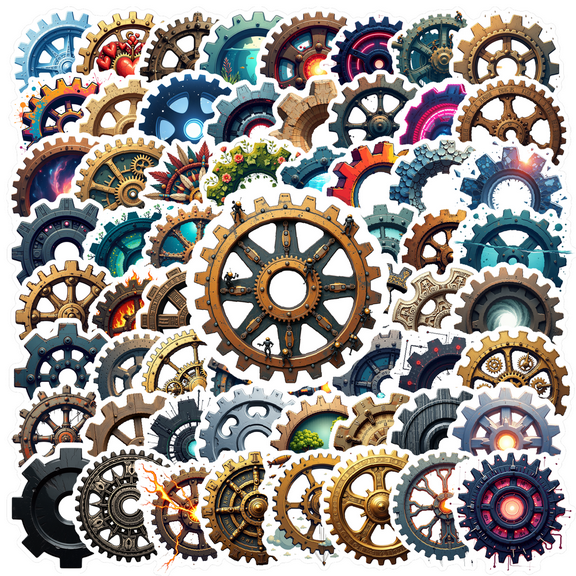Mechanical Gear Stickers, Waterproof Gear Sticker for Water Bottle Laptop Phone Cases Planner Skateboard Luggage Helmet Party Favor Decor, Ideal for Adults Teens Teacher Rewards