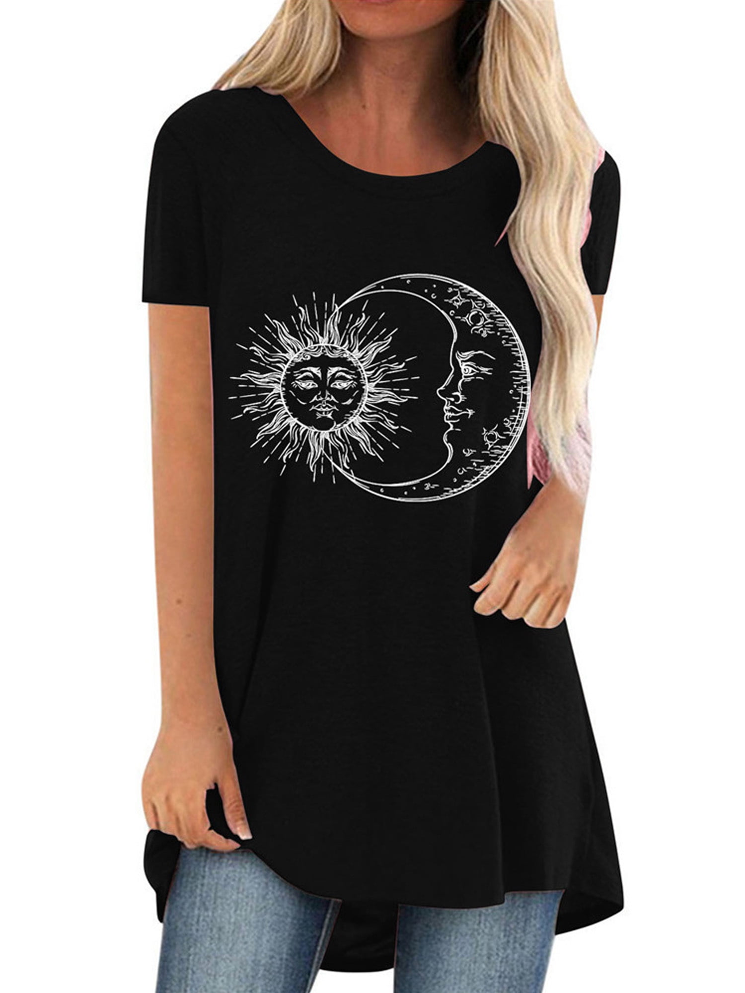 Shirts for Women Plus Size Tops Blouses Summer Short Sleeve Loose Casual T Shirt Junior Teen Girls Graphic Tees 