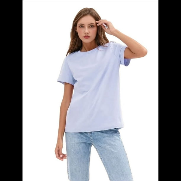Camisetas de Corta Extragrandes para Mujer, Cuello Redondo, Holgadas, para Hacer Ejercicio, Informales, de Verano, de Algodón, Color , S