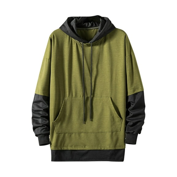 Hoodies for Men Sweatshirts Long Sleeve Sweater Drawstring Lightweight Hoody Tops Fluffy Hooded Pullover Solid Color Warm Outwear Sports Leisure Workwear Comfortable Activewear with Pockets