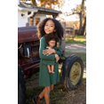 thumbnail image 2 of Leveret Robe en Coton pour Fille et Poupée Vert Uni 10 Ans, 2 of 3