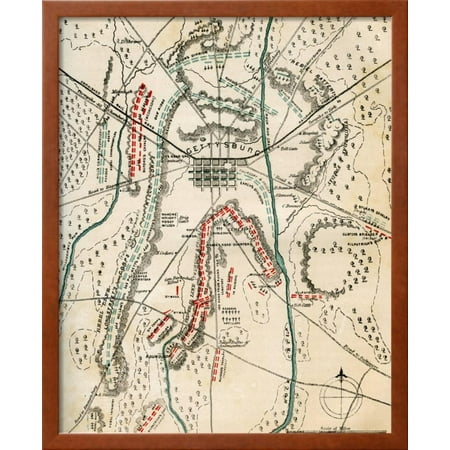 Map Of The Battle Of Gettysburg Pennsylvania 1 3 July 1863 1862 186 Framed Print Wall Art By Charles Sholl Walmart Com Walmart Com