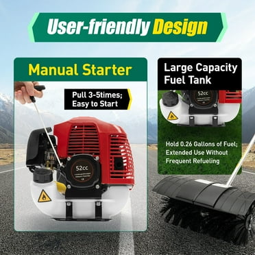 52cc 2.3 HP Petrol Powered Sweeper Gasoline Engine Power Broom Brush Cleaner