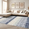 thumbnail image 2 of Assaile 8 x 10 ft Polyester Pearl Velvet Blue Rectangular Hallway Bathroom Entryway Kitchen Office Foldable Flower Printed Bohemia Washable Area Rug, 2 of 8