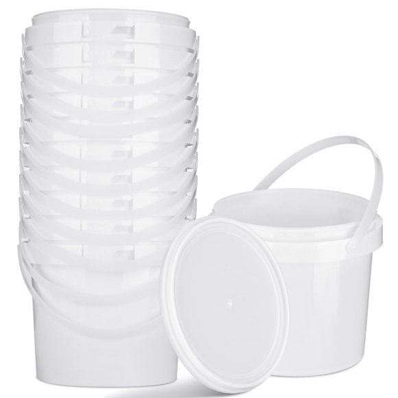 Cubo de almacenamiento de alimentos Gerrii, 1,4 L, plástico blanco con asa, paquete de 10