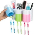 thumbnail image 1 of Toothbrush Holder Wall Mount 3 Cups Toothbrush Storage Set- No Drill or Nail Needed (3 Color), 1 of 7
