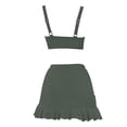 thumbnail image 5 of ClodeEU Women's Sheer Mesh Patchwork Drawstring Bikini Set ,Modest Two Piece Swimsuit Army Green^,Womens Plus M, 5 of 8