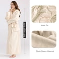 thumbnail image 5 of Women's Long Hooded Robes Luxurious Plush Fleece Bathrobe with Belt & Pocket Full Length Ladies Robes Winter Warm Housecoat Nightgown - M & Beige, 5 of 8