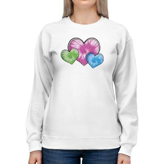 Colorfull And Cute Hearts Women Sweatshirt, Female Medium