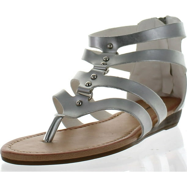 Sunny Day Sunny Day Avia 22 Women S Stud Gladiator Strappy Back Zip Low Wedge Sandals Silver 6 Walmart Com Walmart Com