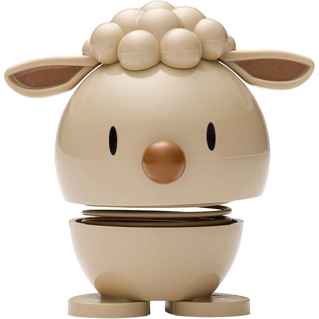 Hoptimist Lambert Sheep Wobble Figurine, Latte, Home Decor Ornament - Danish Design, Plastic W/Metal Spring, Small- Creates Cheerful Movement